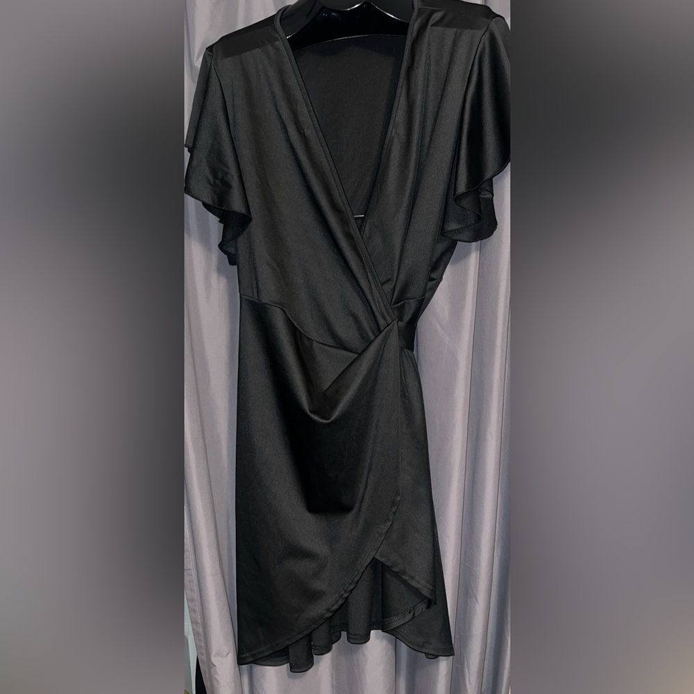 Unbranded Wrap Around Midi Black Dress 3Xl